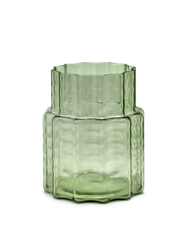 Waves 04 Green Blown Glass Vase
