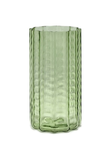 Waves 02 Green Blown Glass Vase